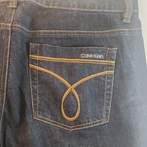 Calvin Klein Indigo Jeans with Mustard Stitching